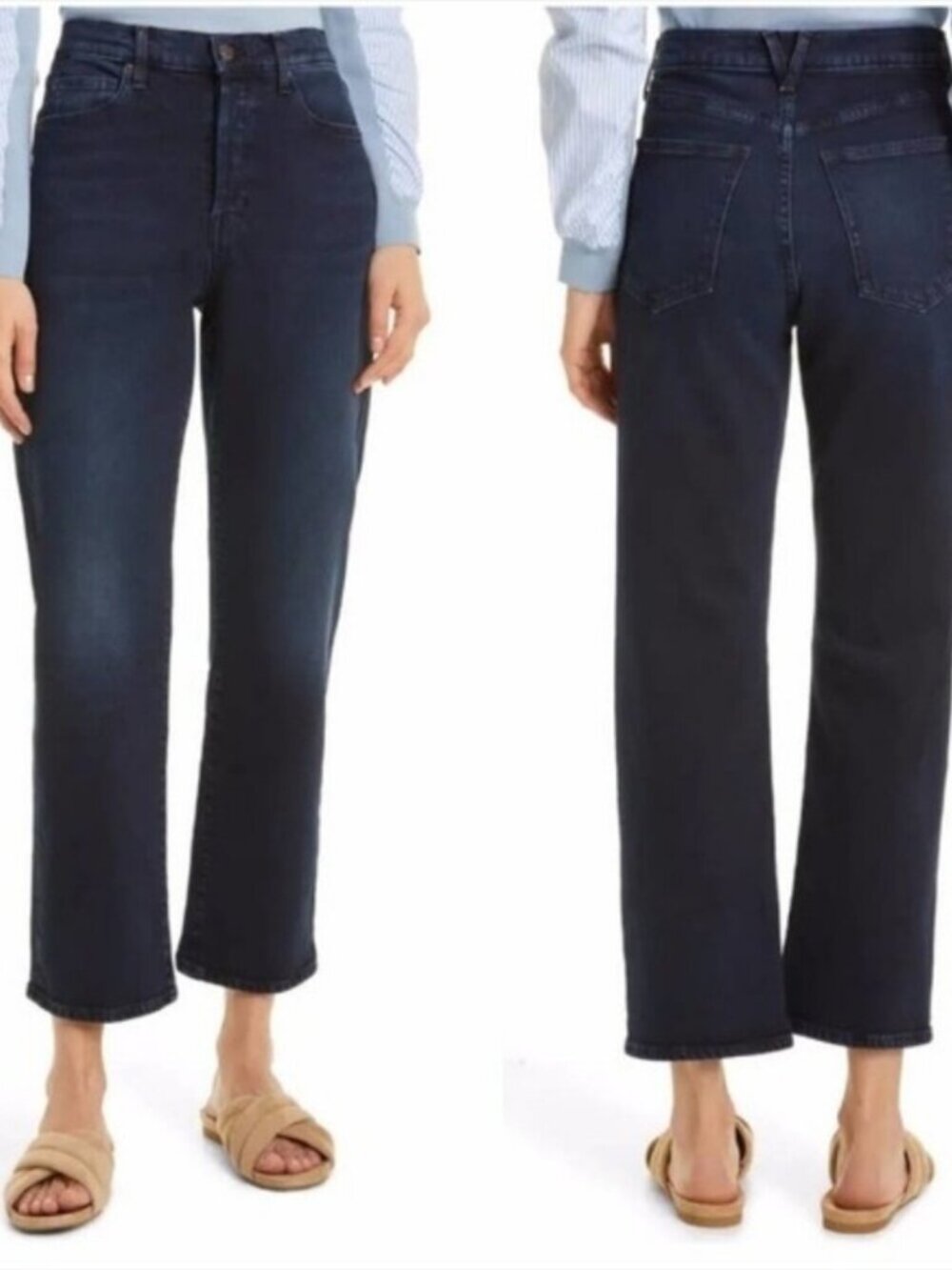 Veronica Beard Blake Classic Straight High Rise Jeans in Dark River 24